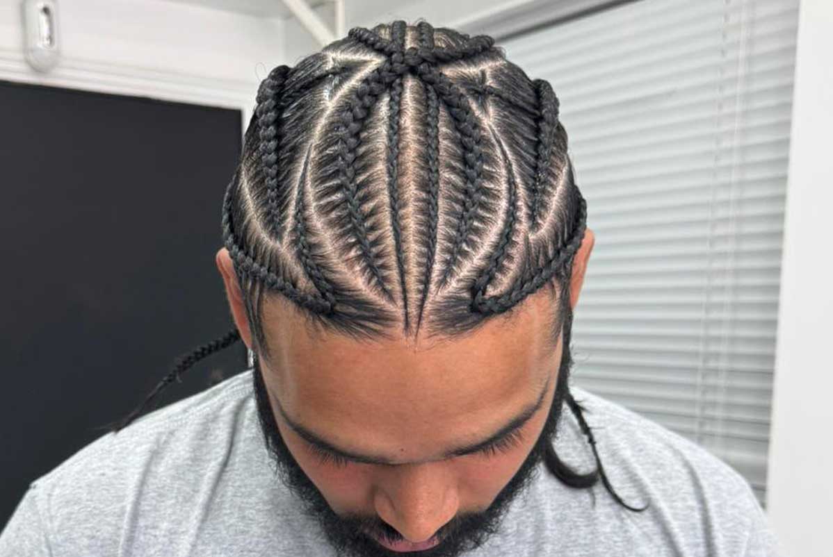 Creative cornrow hairstyle