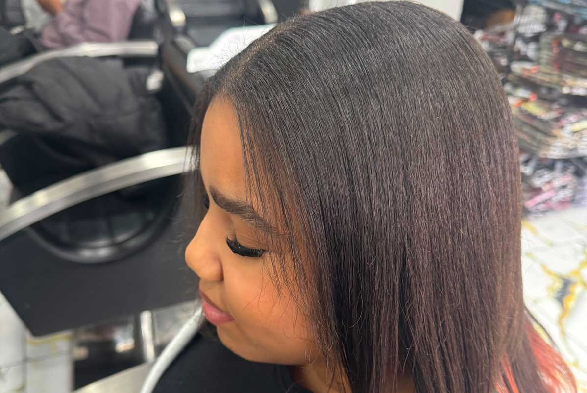 Natural hair being cleansed and conditioned